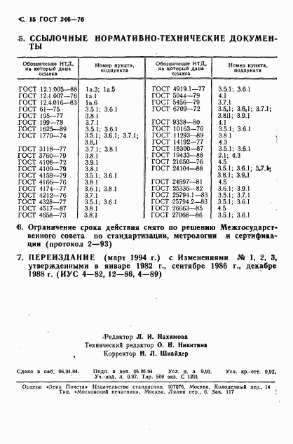 ГОСТ 246-76, страница 16